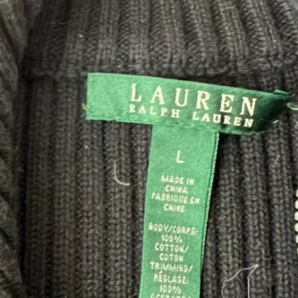 Lauren Ralph Lauren Ribbed Herringbone Zip Front Cardigan Sweater - Picture 2 of 6